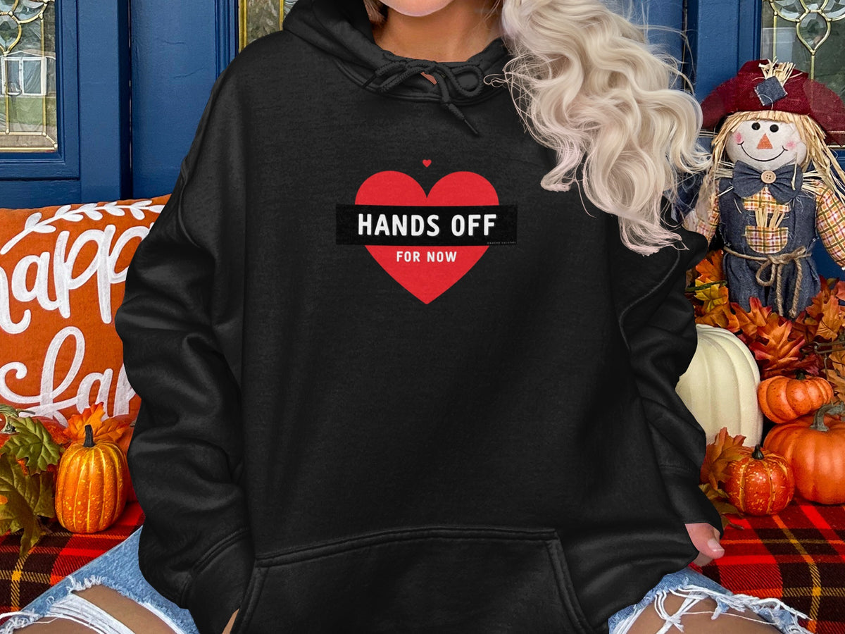 Hands Off For Now Heart Graphic Hoodie for Autumn