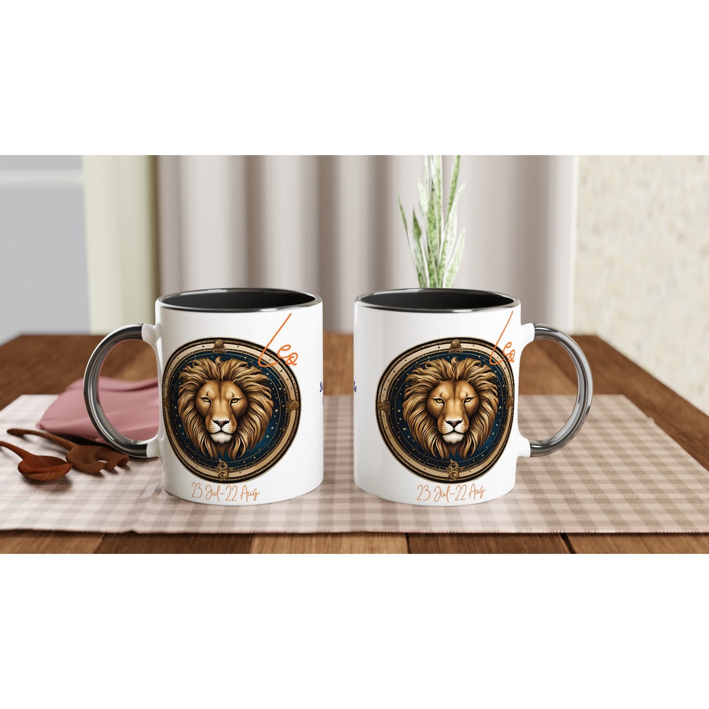 11oz ceramic mug with color inside leo lion personalized