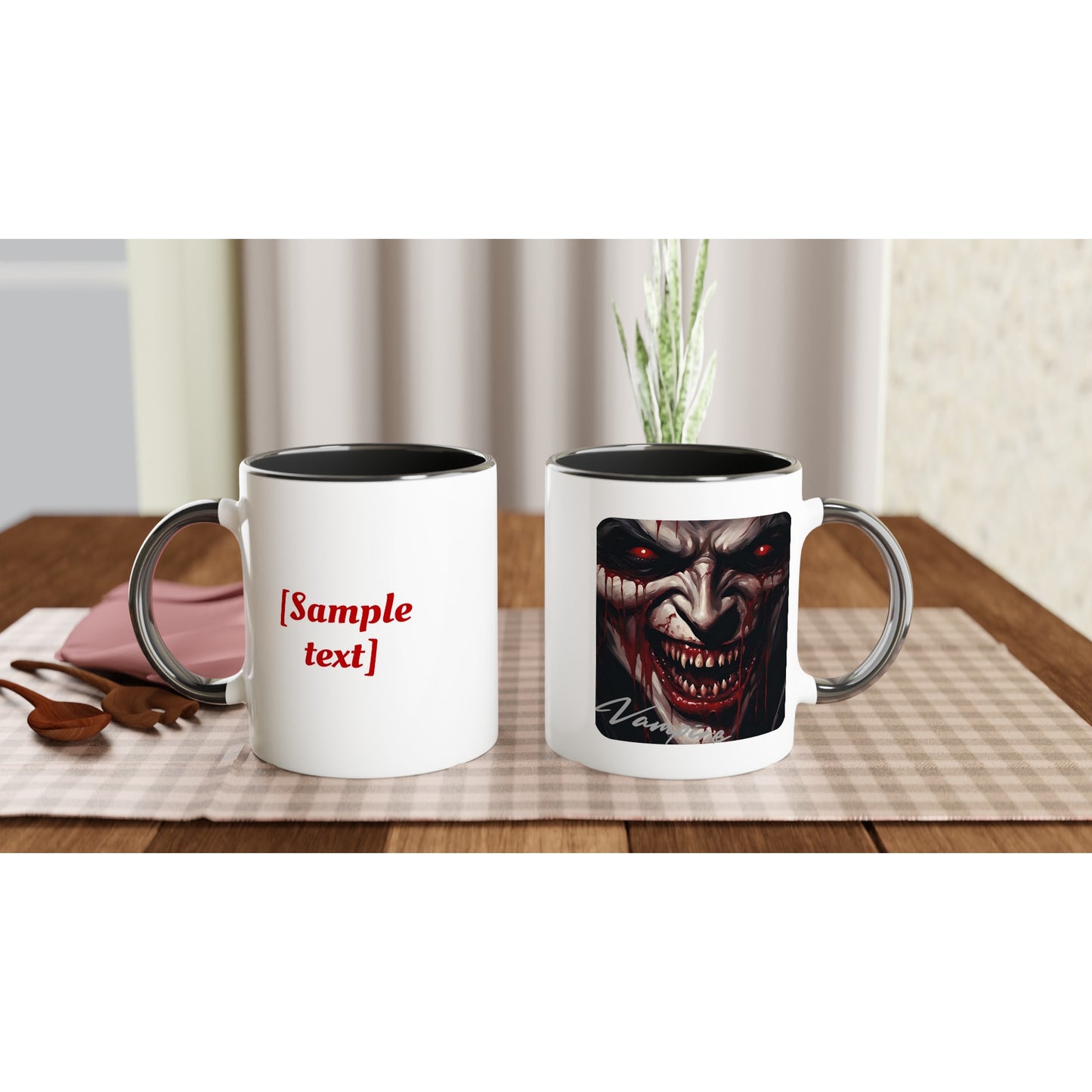 11oz ceramic mug with color inside vampire snarl personalized