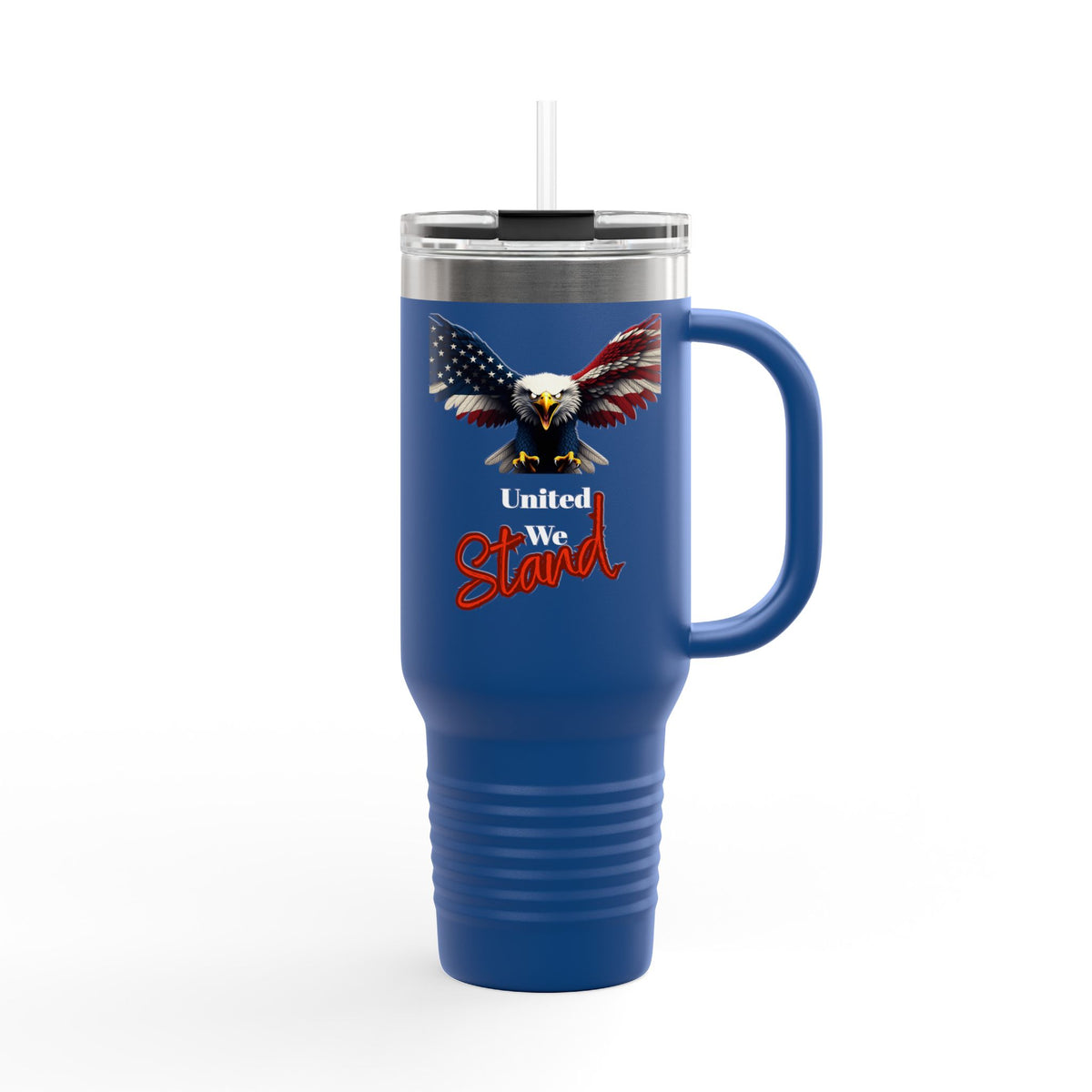 United We Stand Patriotic Eagle on a 40oz Insulated Travel Mug
