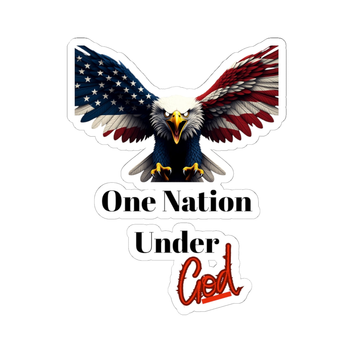 One Nation Under God Patriotic Eagle on a Kiss-Cut Stickers