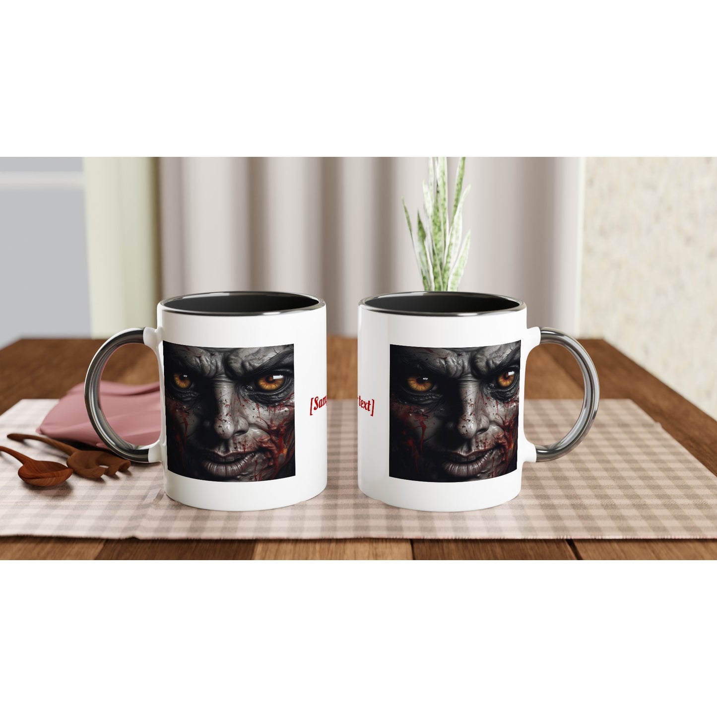 11oz ceramic mug with color inside angry blood face personalized