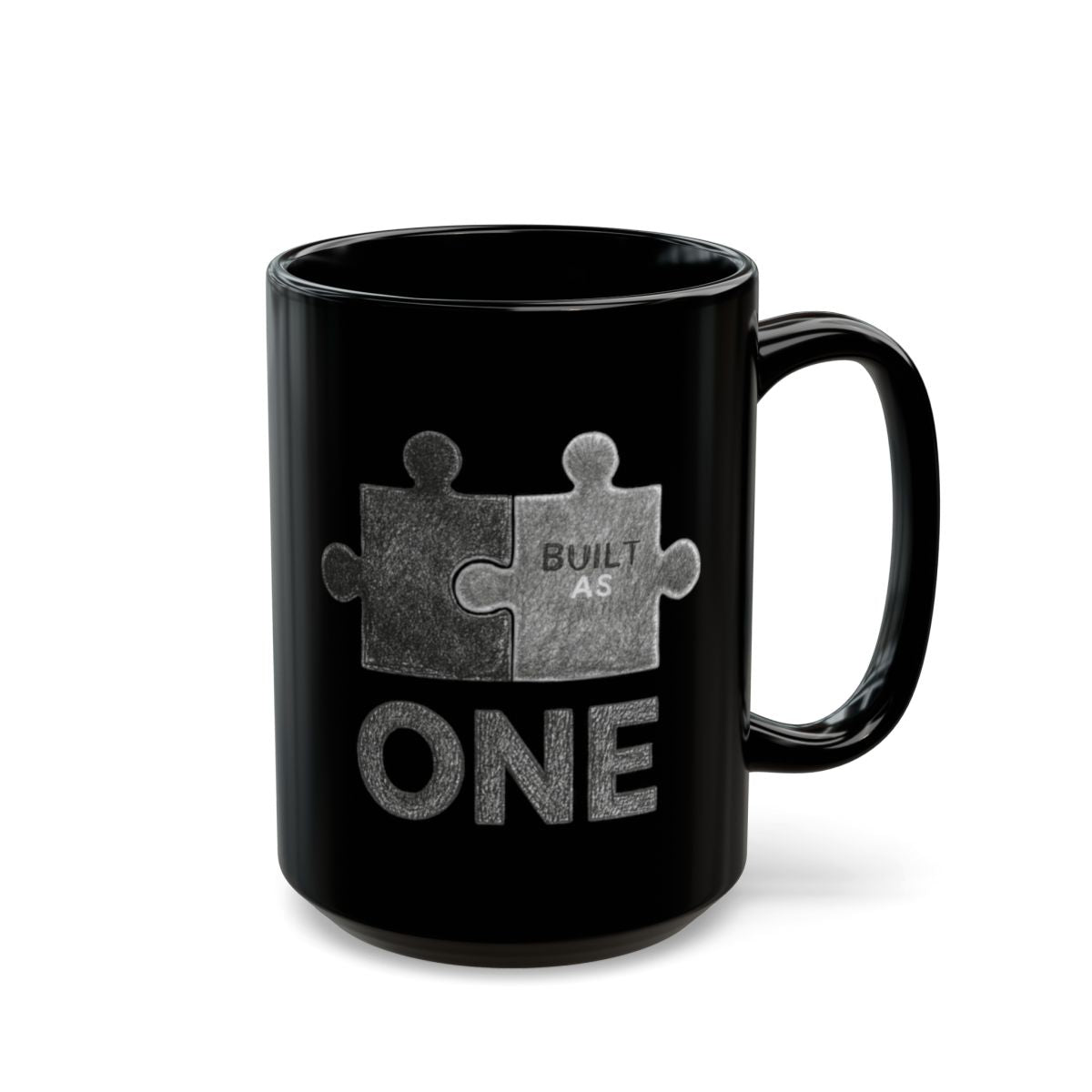 Built As One Black Mug Inspirational Motivational Design