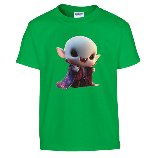 Charming Lil' Bald Vampire on a kids Heavyweight T-shirt