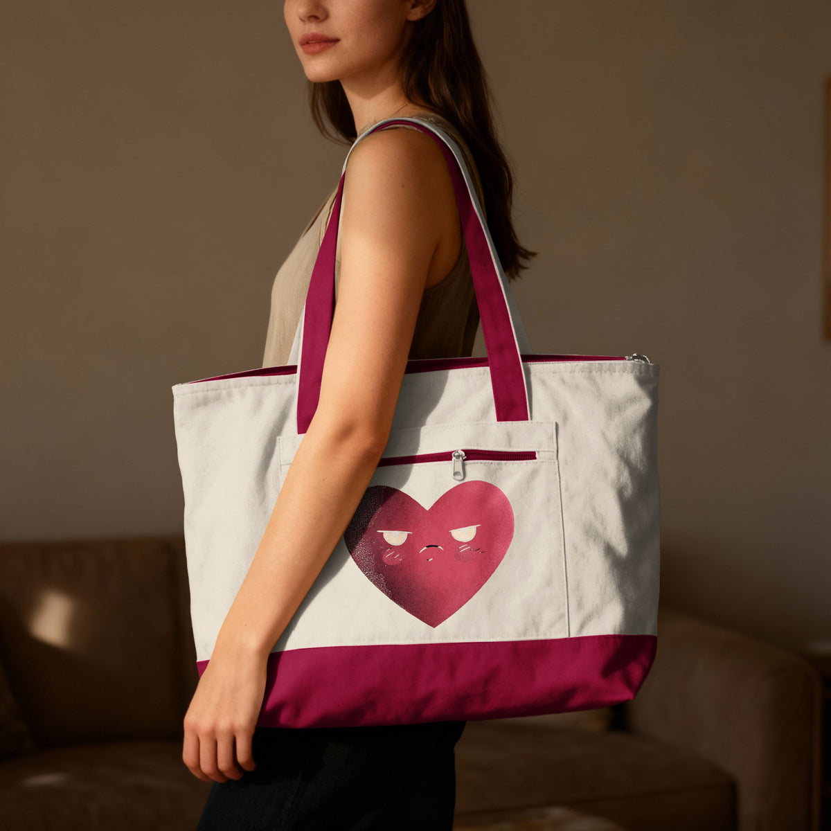 Stylish Heart Print Tote Bag for Everyday Use