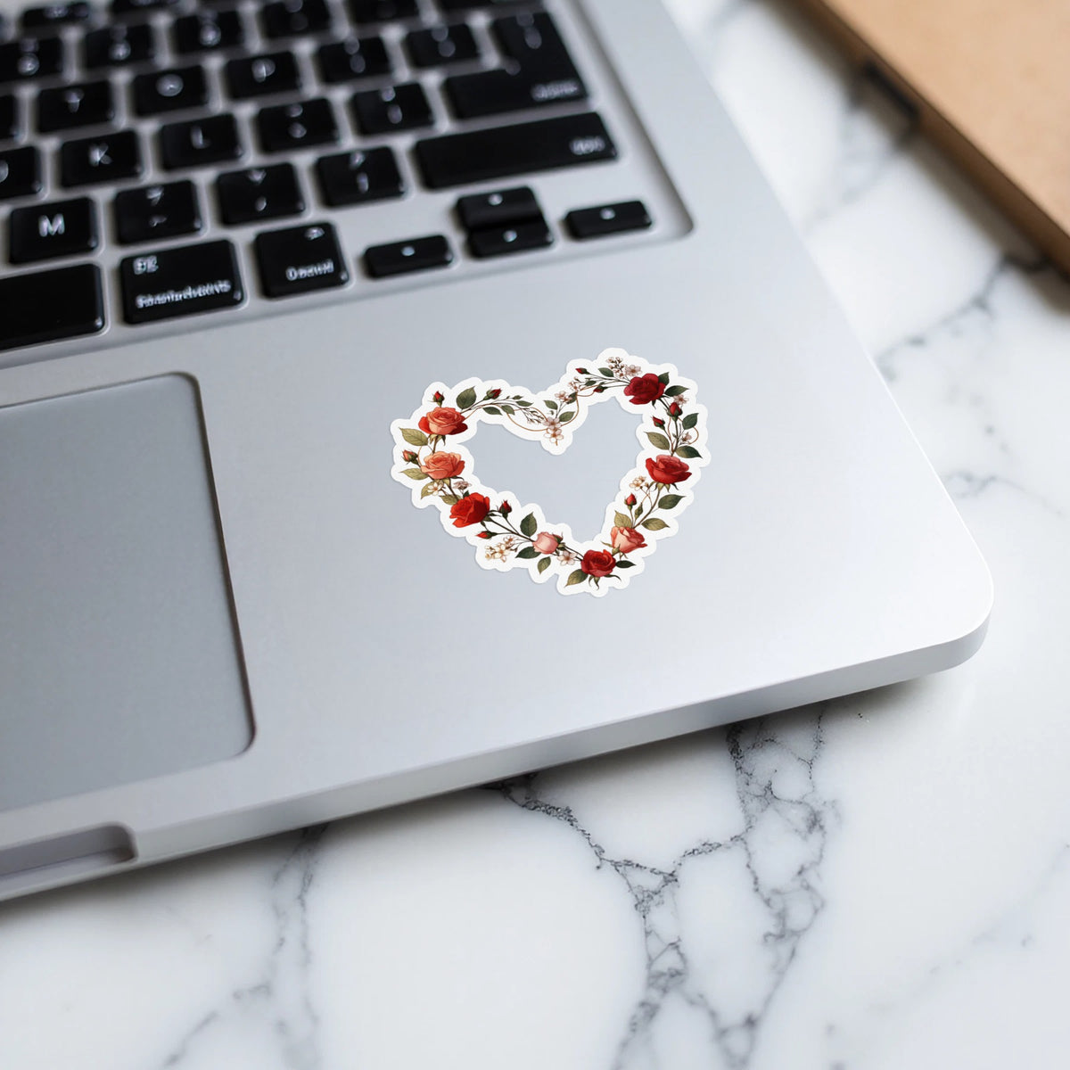 Floral Heart Wreath Design Laptop Sticker Decal