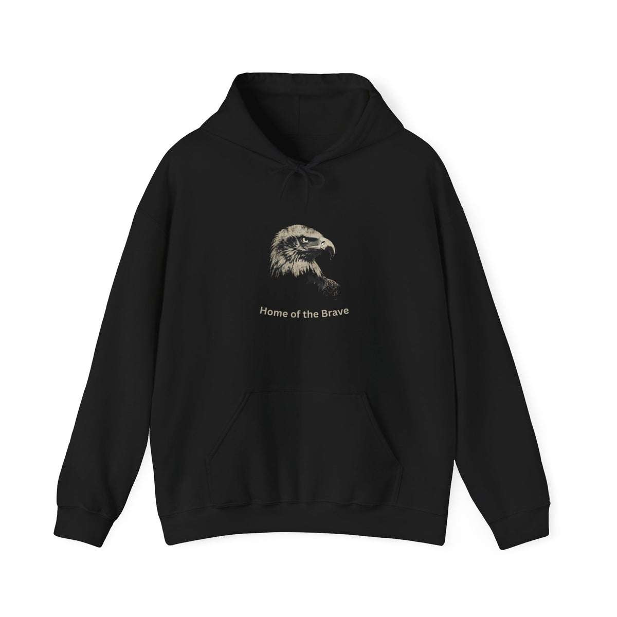 Home of the Brave text beneath an eagle head on a Pullover Hoodie