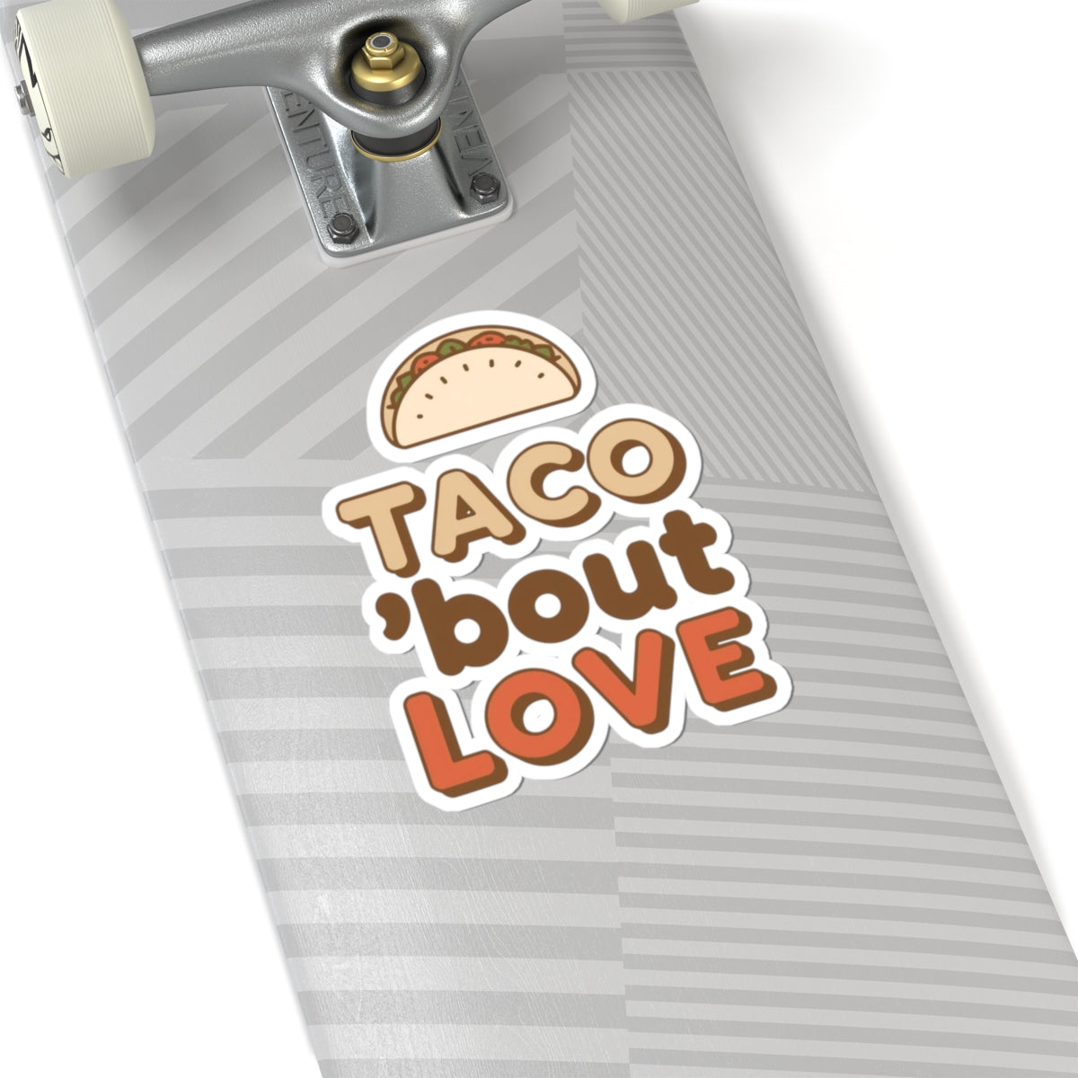 Taco 'Bout Love phrase with a Vintage & Retro design on Kiss-Cut Stickers
