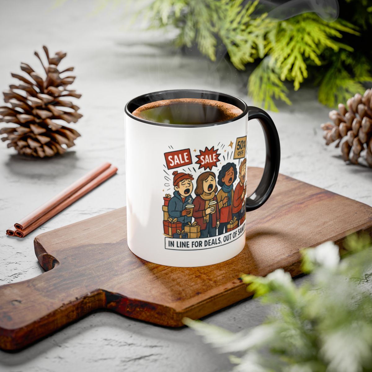 Sale Themed Coffee Mug with Black Handle