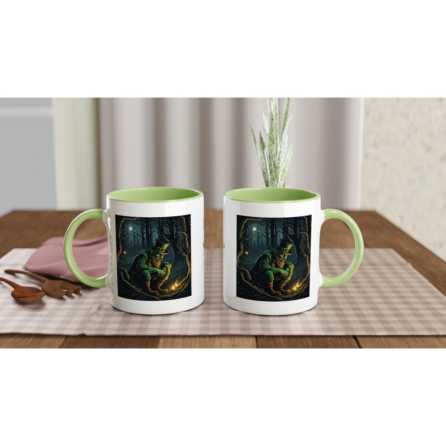 11oz ceramic mug with color inside mischievous leprechaun personalized