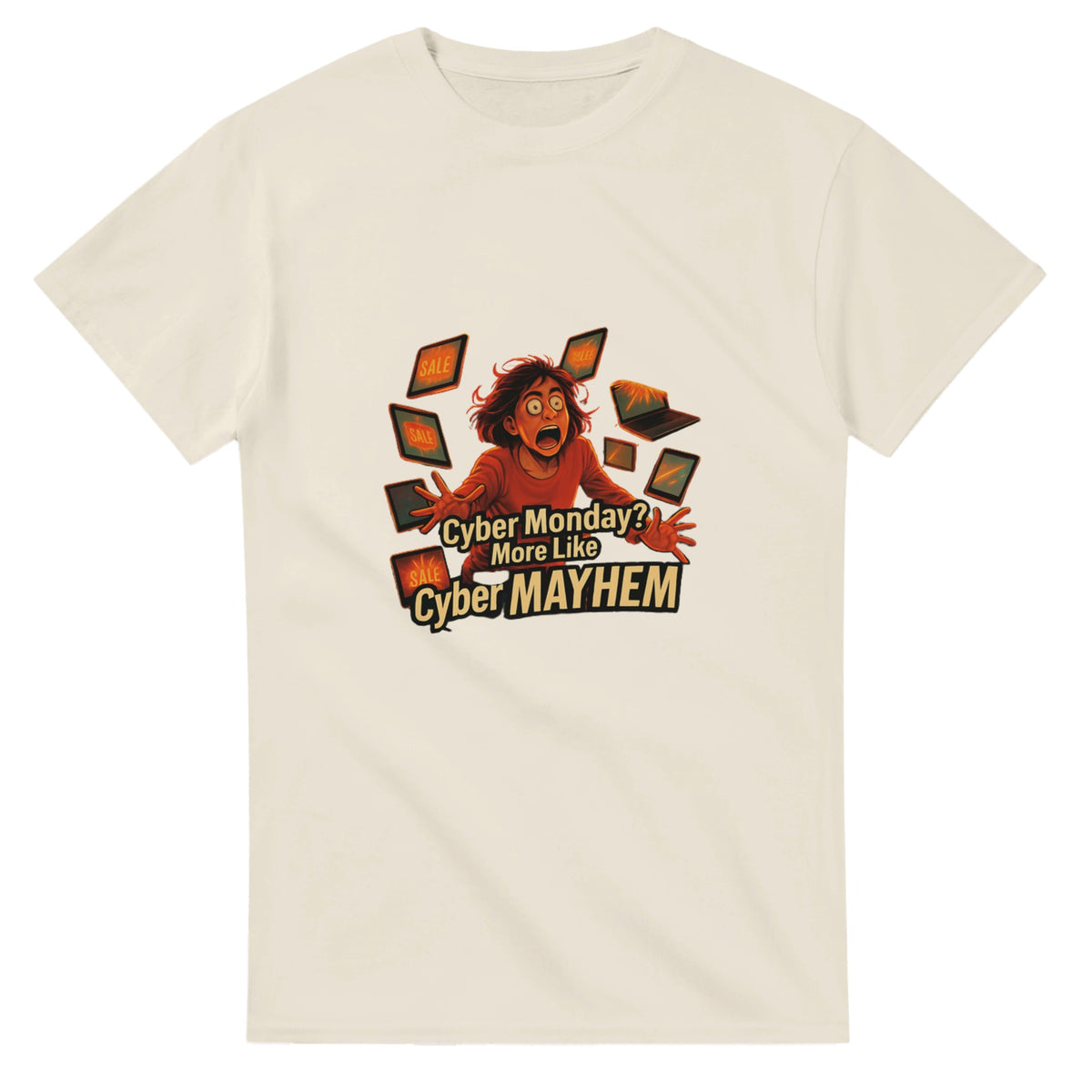 Cyber Monday Mayhem heavyweight t-shirt mockup