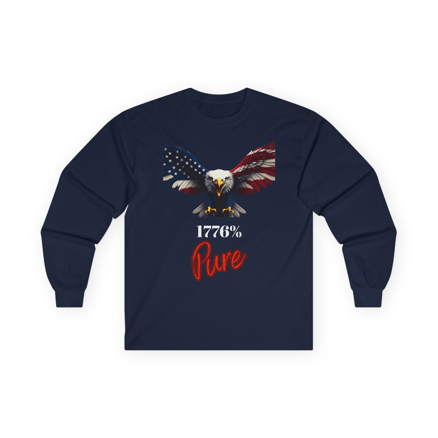 1776% Pure Patriotic Eagle on a long sleeve tee