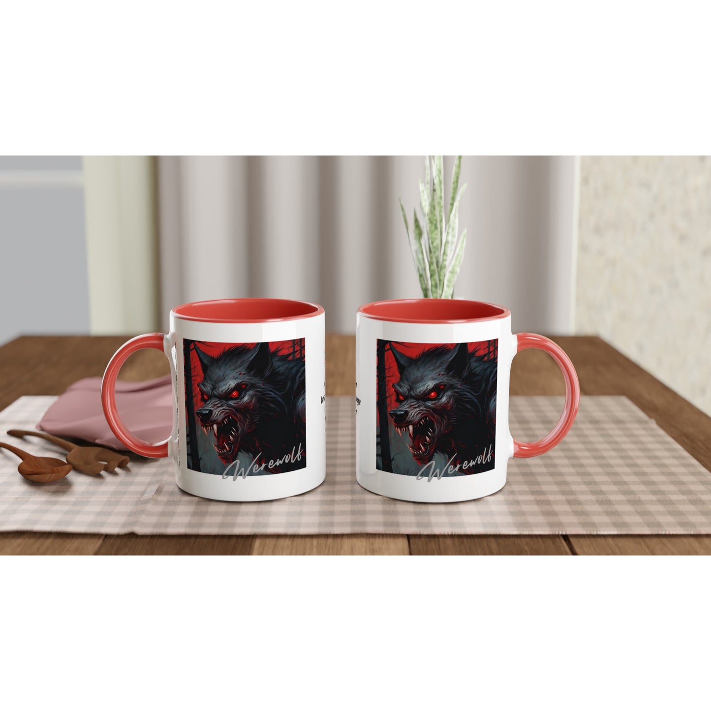 11oz ceramic mug with color inside werewolf snarl personalized
