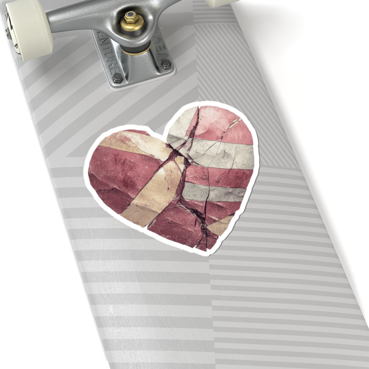 Heart with Cracked Texture Skateboard Deck Sticker
