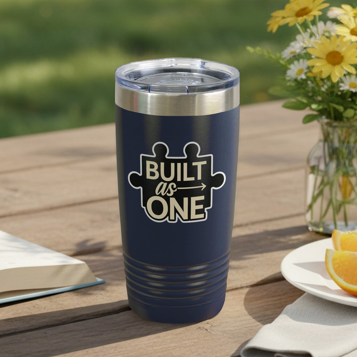 Built as One Puzzle Design Travel Tumbler