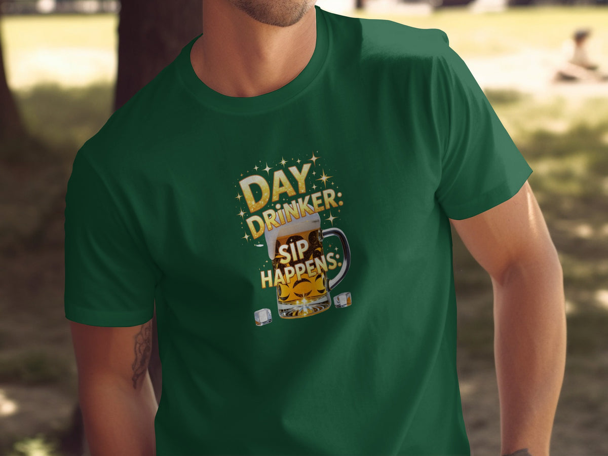 Day Drinker Sip Happens Printed T-Shirt
