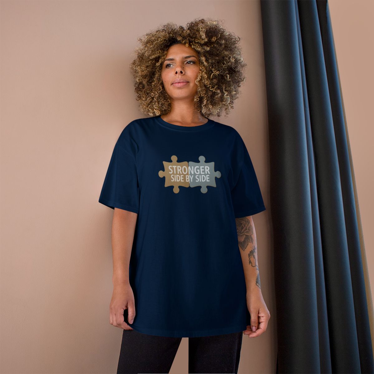 Stronger Side by Side Puzzle Piece Graphic Tee