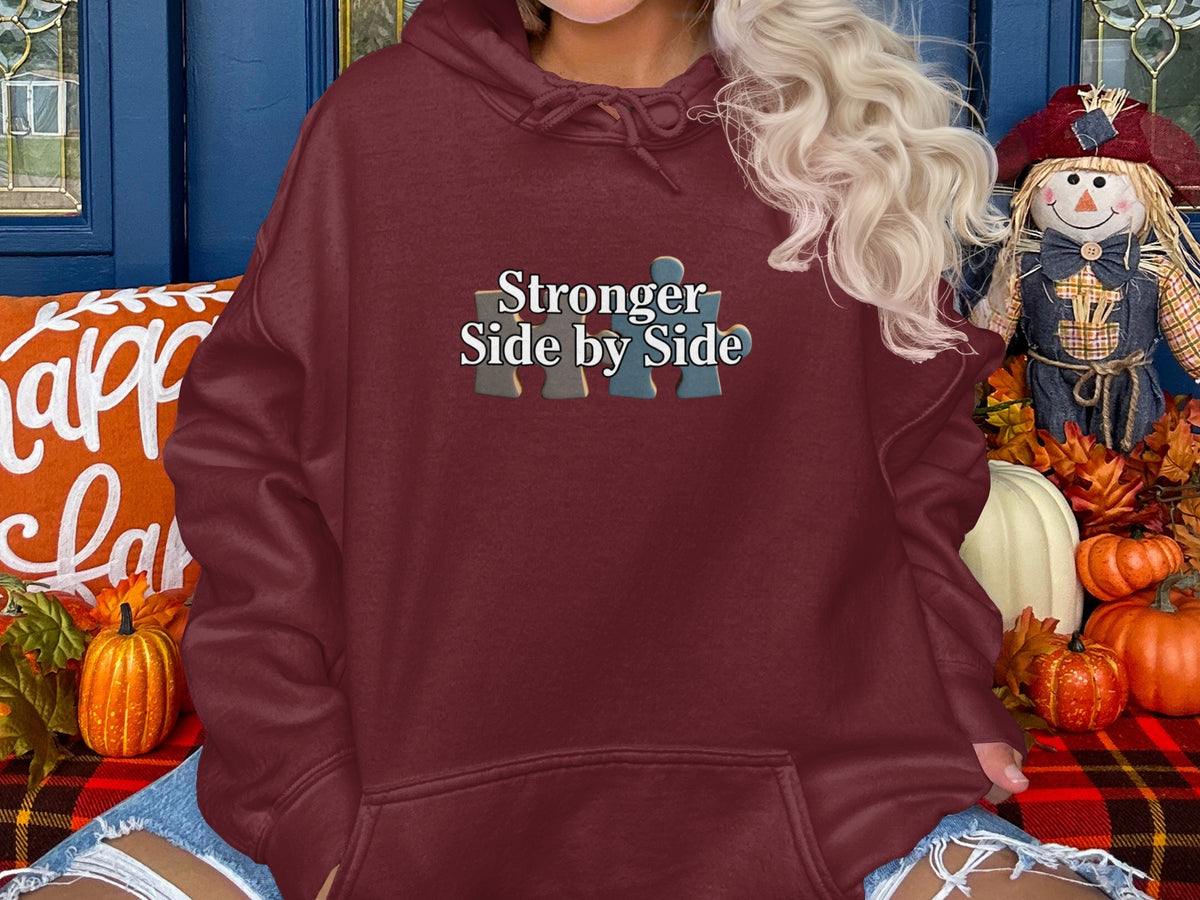 Stronger Side by Side Puzzle Piece Design Hoodie