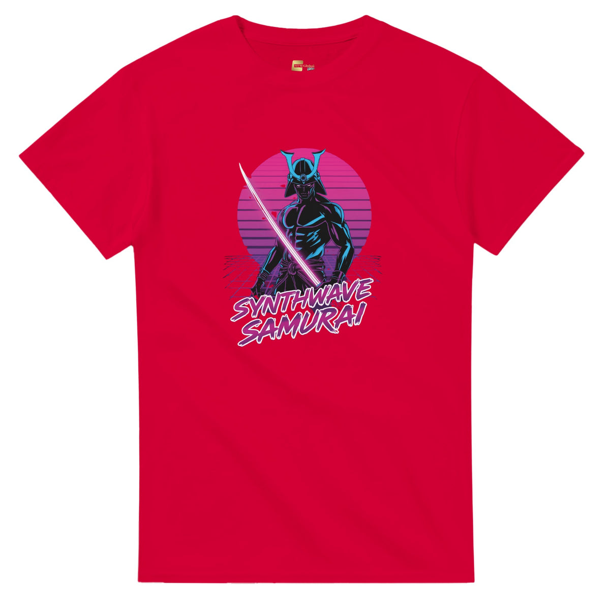 Synthwave Samurai graphic design on a Heavyweight T-shirt
