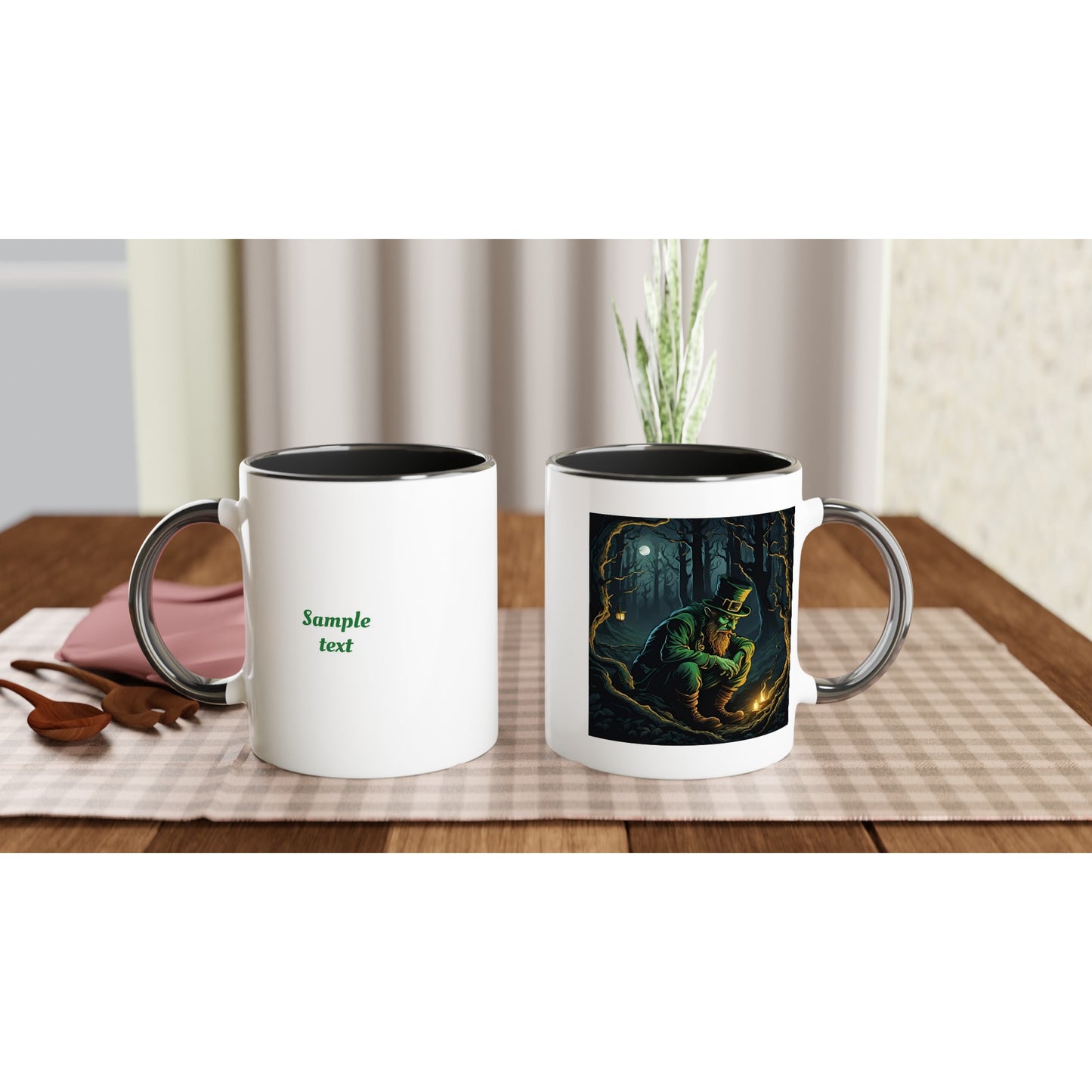 11oz ceramic mug with color inside mischievous leprechaun personalized