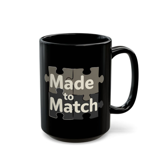 Made to Match Black Mug with Puzzle Design Mug