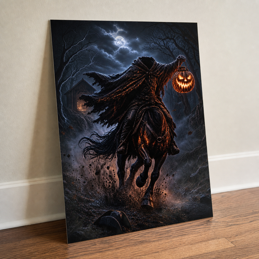 The Headless Horseman poster design, showing the full print detail.
