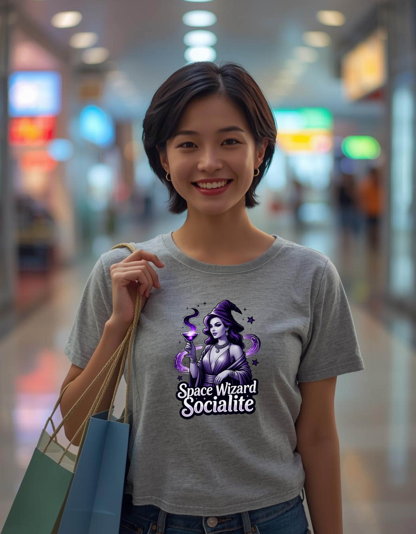 Space Wizard Socialite graphic design on a Heavyweight T-shirt