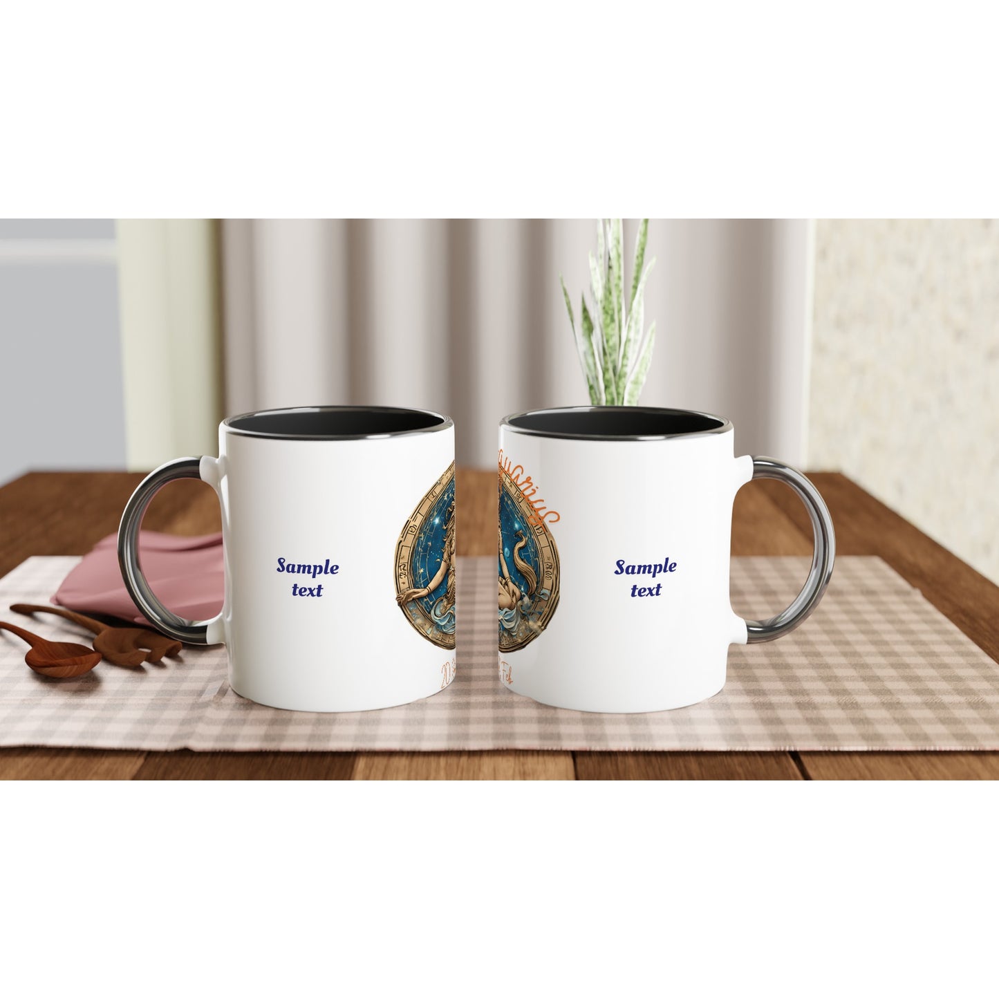 11oz ceramic mug with color inside Aquarius Vision personalized