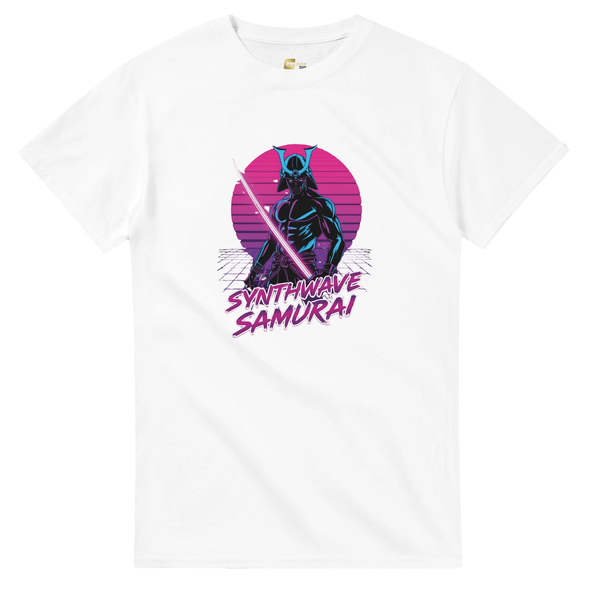 Synthwave Samurai graphic design on a Heavyweight T-shirt