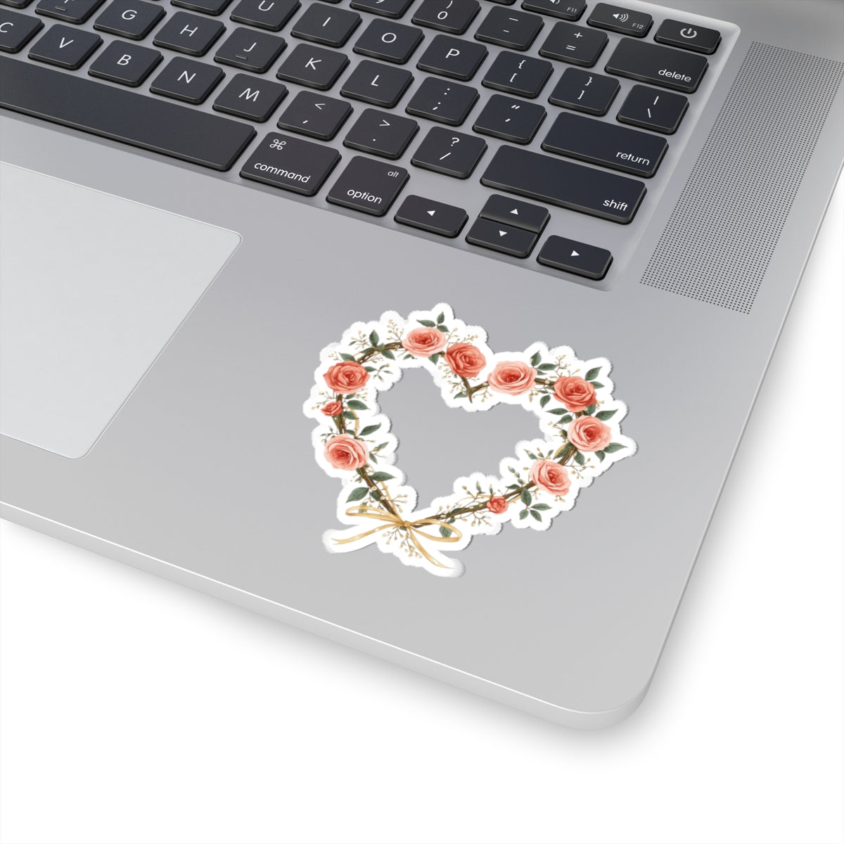 Heart Shaped Rose Wreath Floral Decorative Sticker