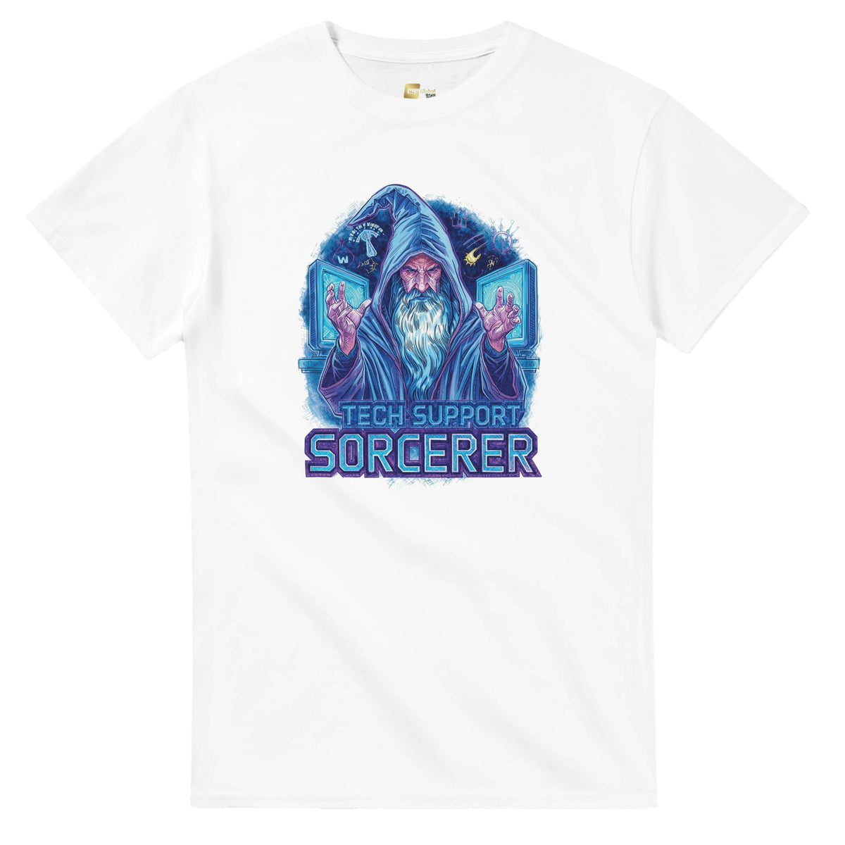 Tech Support Sorcerer graphic design on a Heavyweight T-shirt