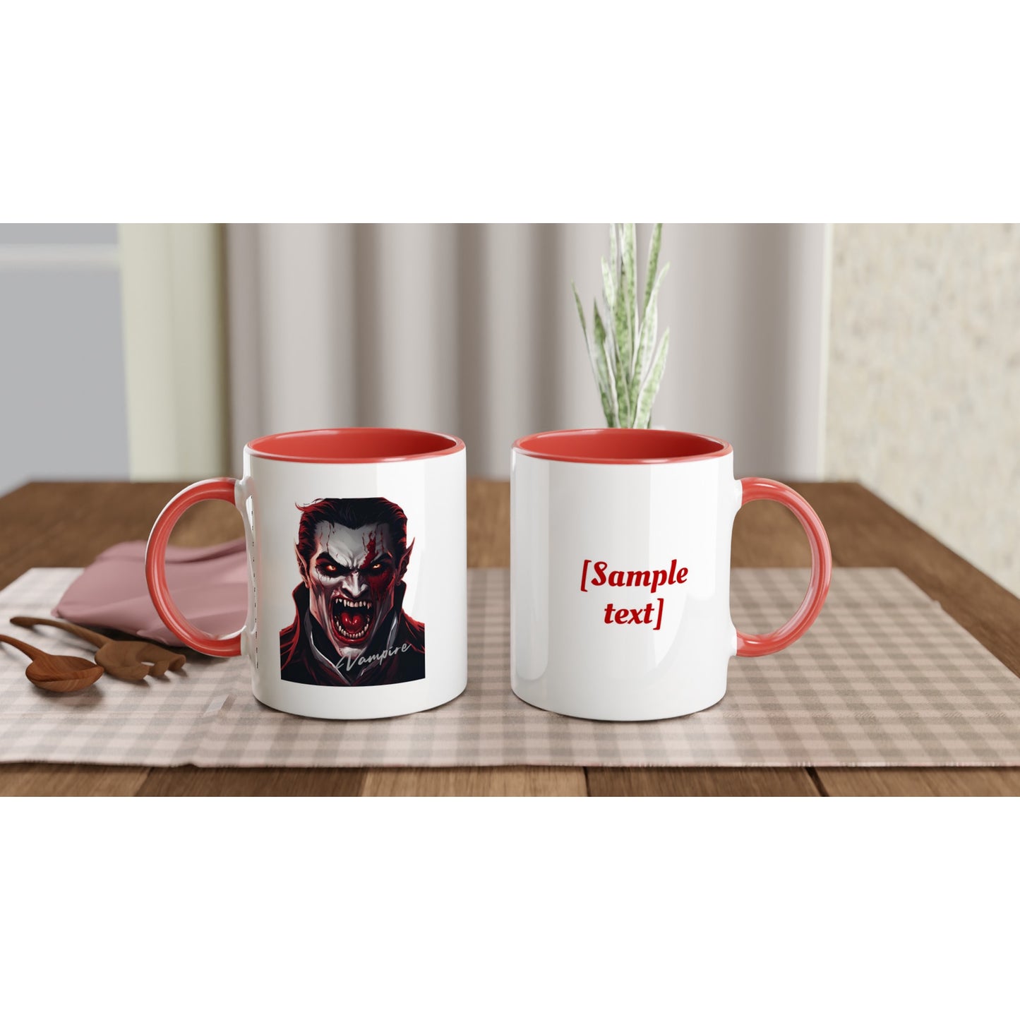 11oz ceramic mug with color inside vampire full face personalized