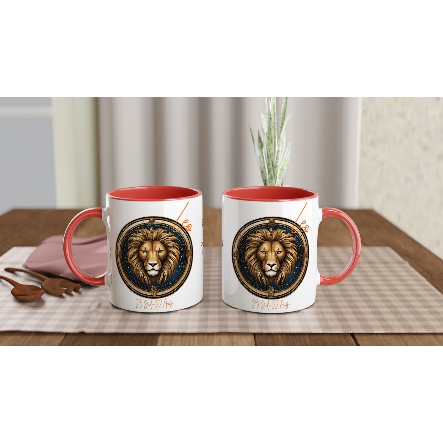 11oz ceramic mug with color inside leo lion personalized