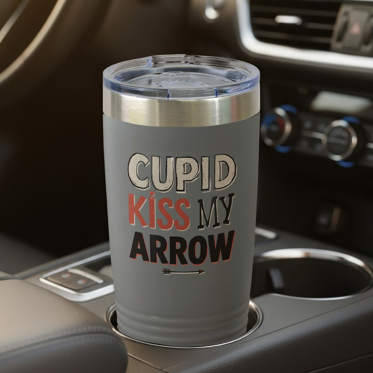 Cupid Kiss My Arrow Quote Travel Tumbler
