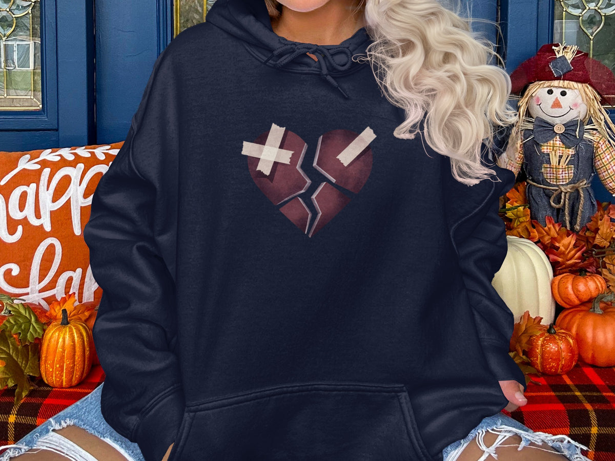 Broken Heart Design Hoodie Perfect for Cozy Autumn Days