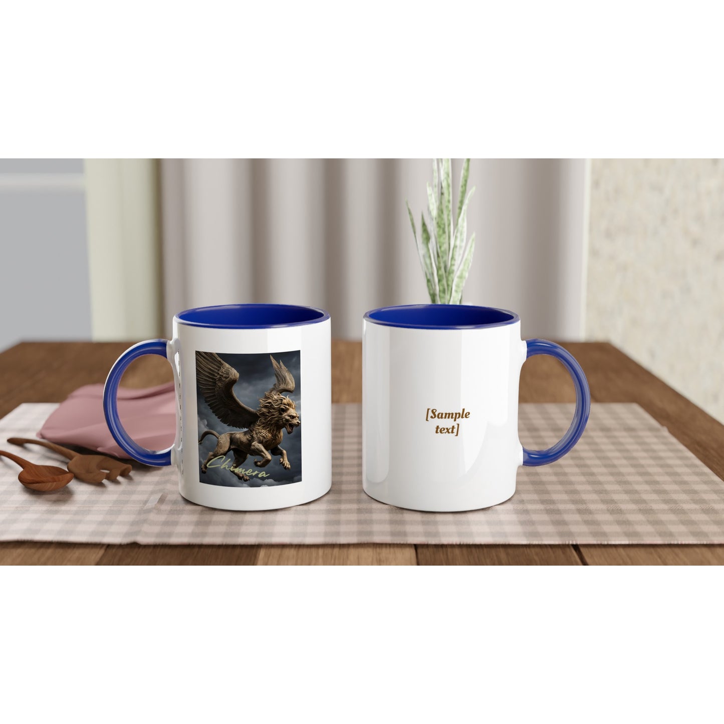 11oz ceramic mug with color inside golden chimera personalized