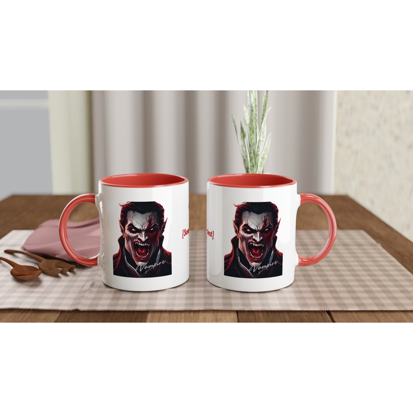 11oz ceramic mug with color inside vampire full face personalized