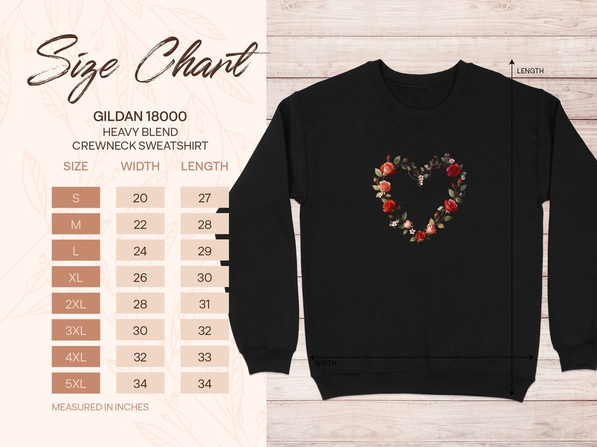 Floral Heart Design Crewneck Sweatshirt for Women
