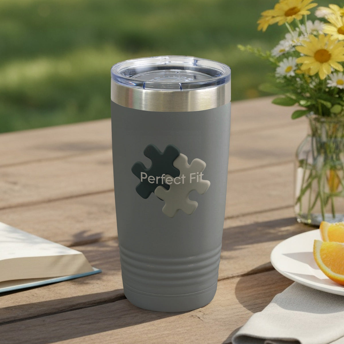Perfect Fit Puzzle Pieces Design Travel Mug