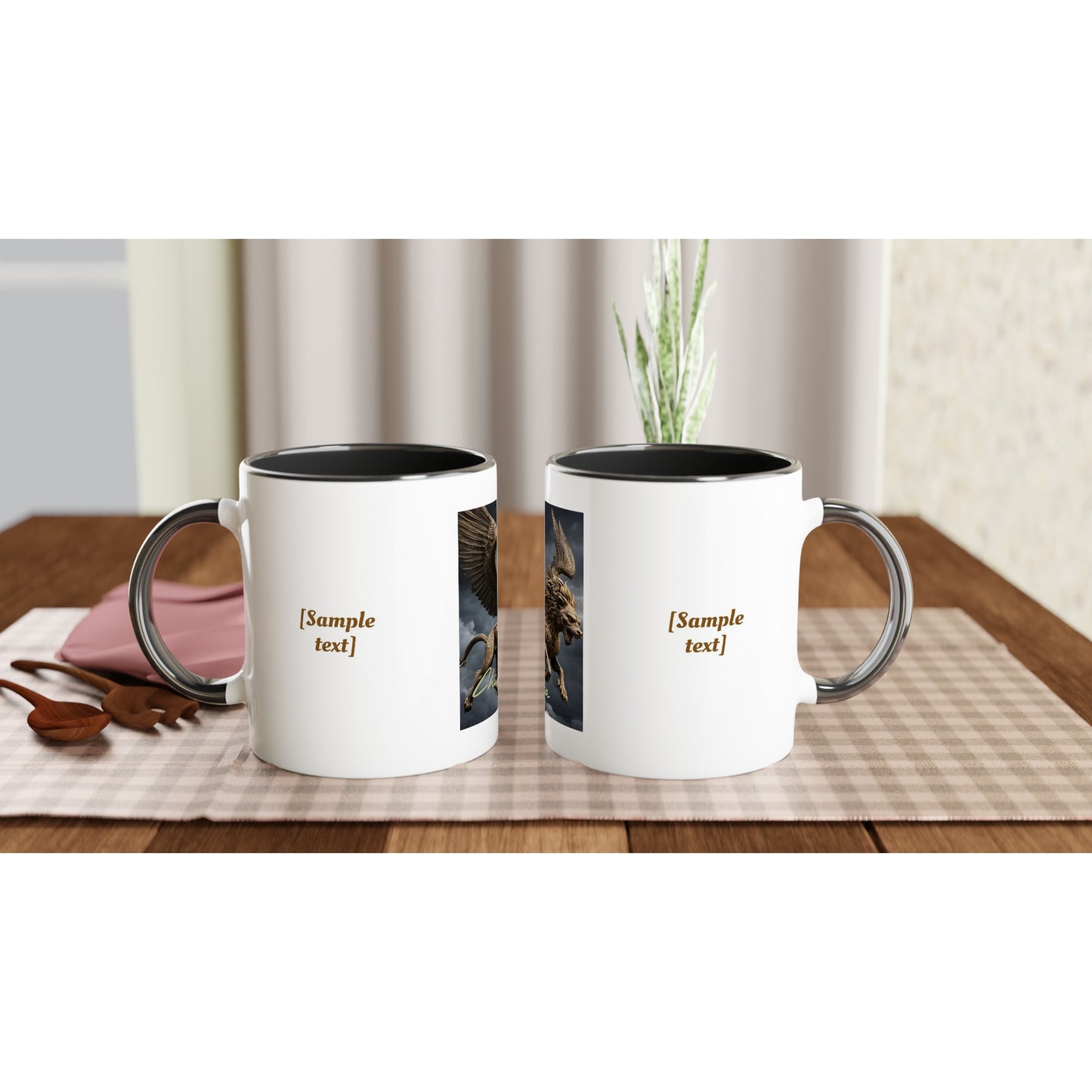 11oz ceramic mug with color inside golden chimera personalized