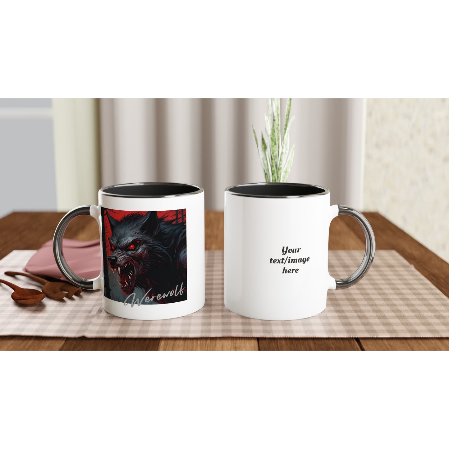 11oz ceramic mug with color inside werewolf snarl personalized