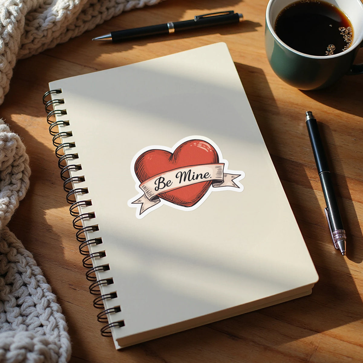 Be Mine Heart Sticker Spiral Notebook for Love Notes