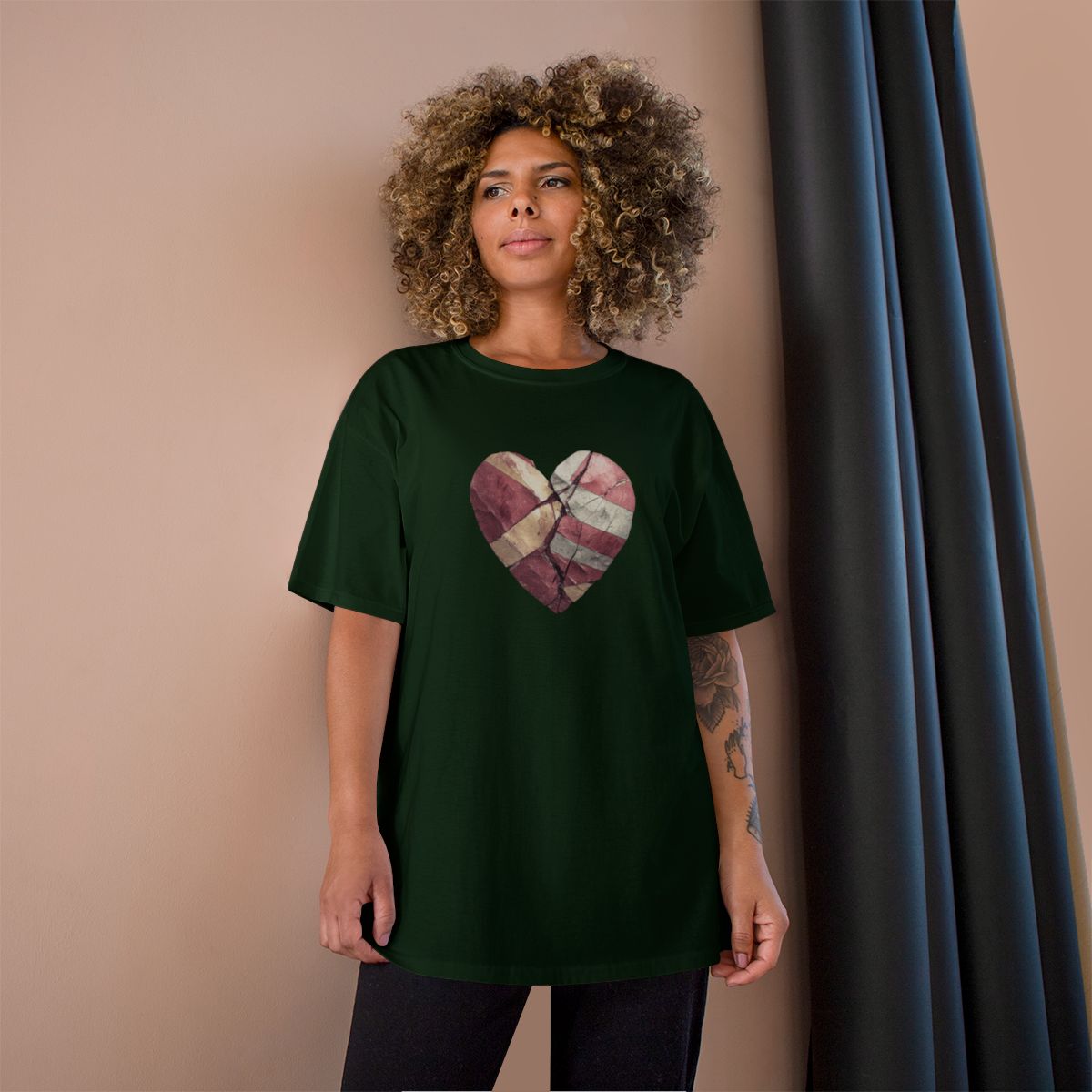 Heart Design Large T-Shirt with Unique Artistic Touch