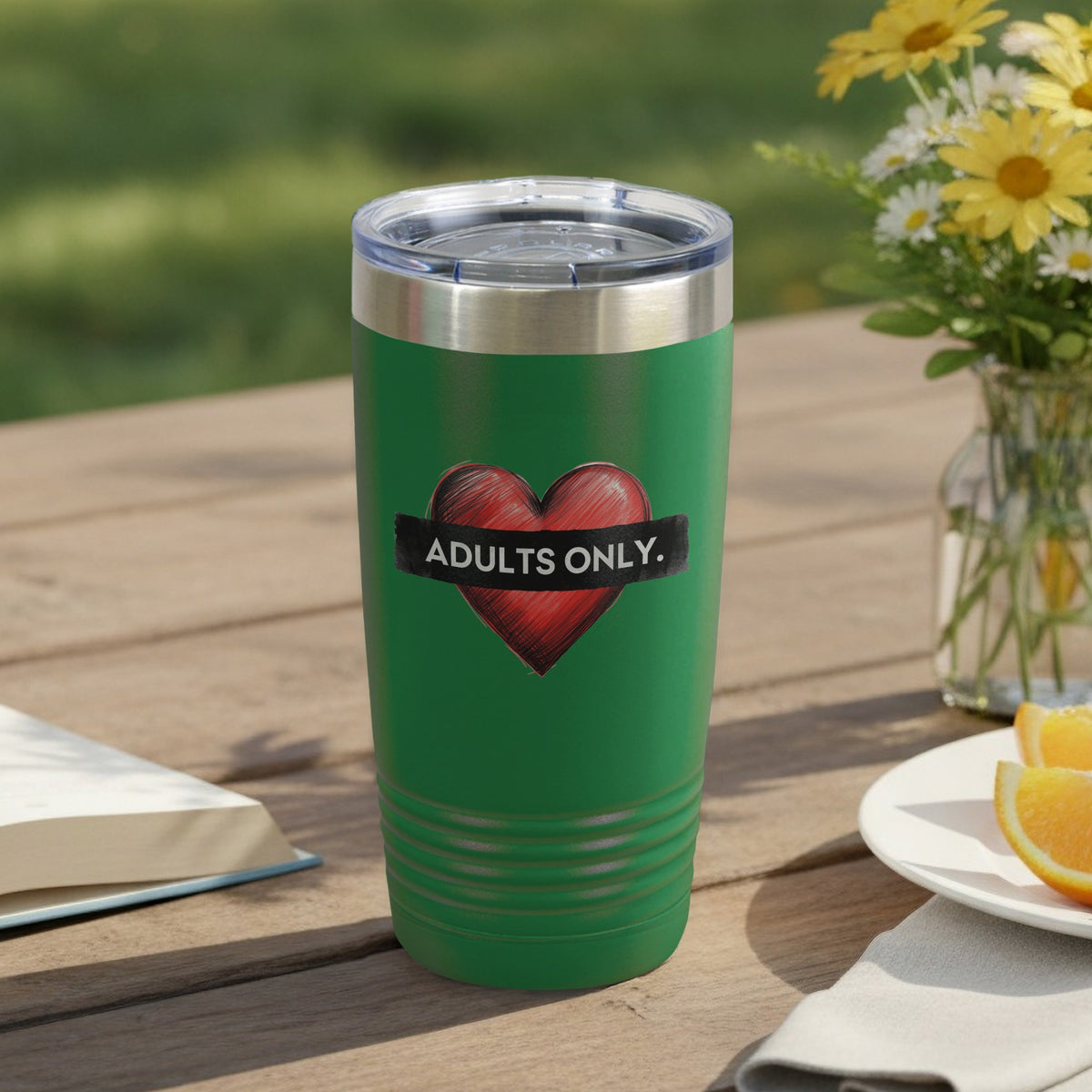 Adults Only Red Heart Design Insulated Tumbler Cup