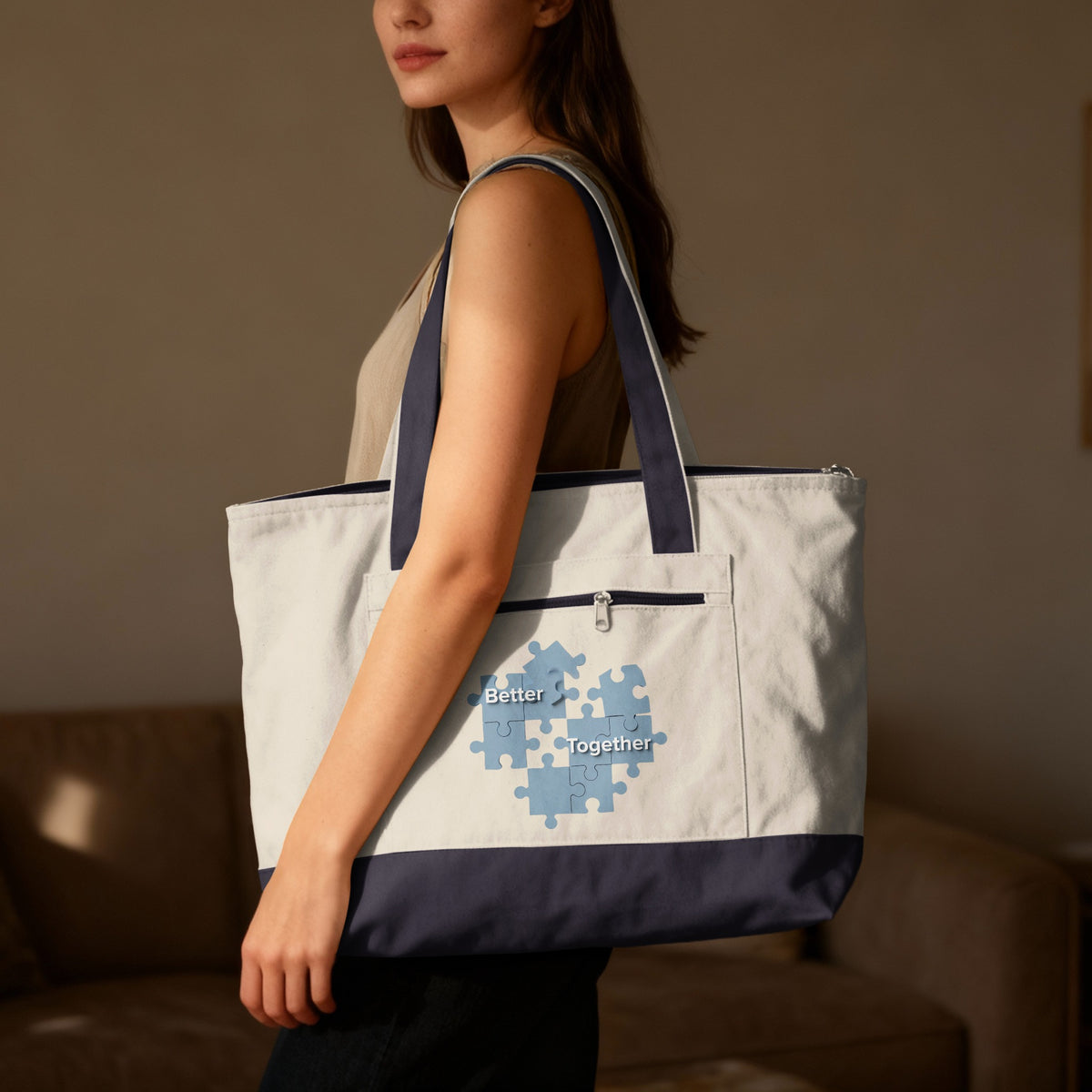 Better Together Puzzle Pieces Tote Bag for Everyday Use