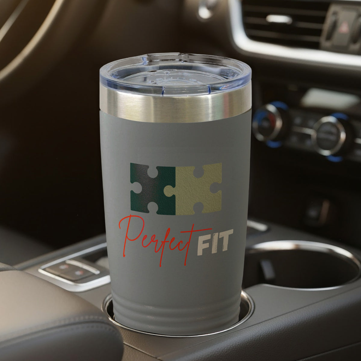 Perfect Fit Puzzle Tumbler for Car Cup Holder Travel Use