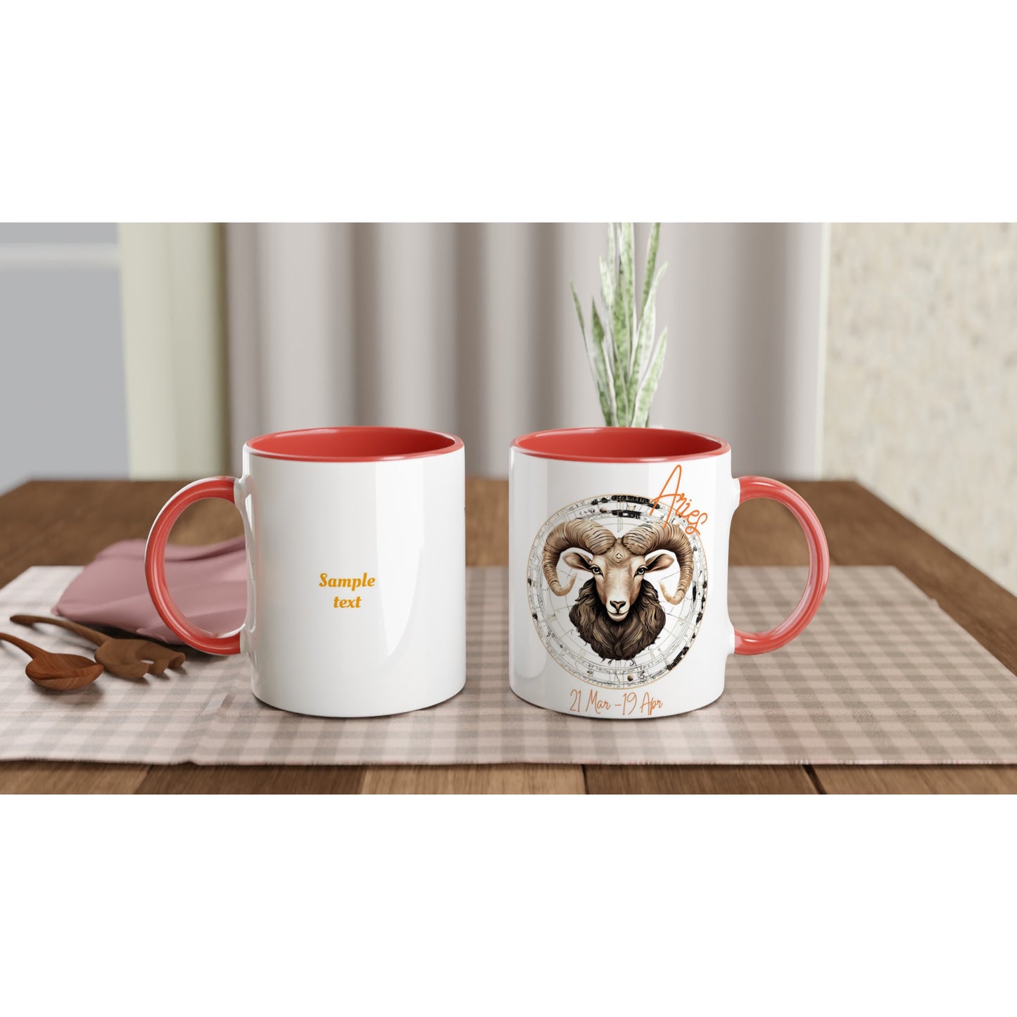 11oz ceramic mug with color inside fiery Aries personalized