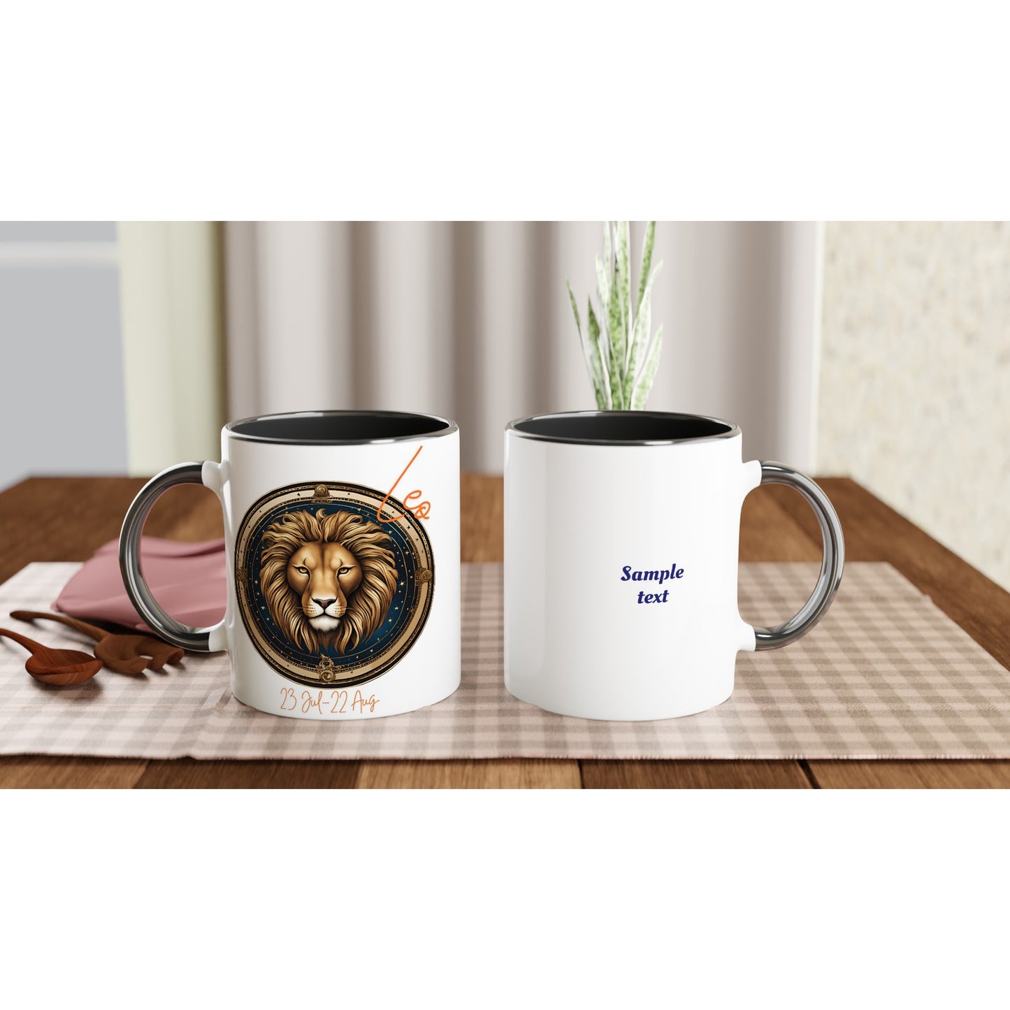 11oz ceramic mug with color inside leo lion personalized