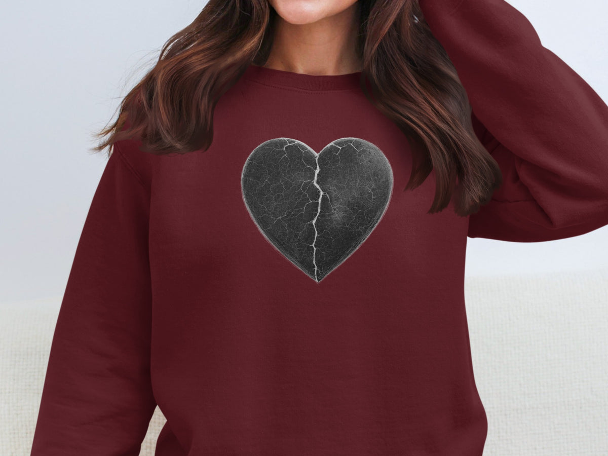 Broken Heart Design on Stylish Maroon Sweatshirt Product