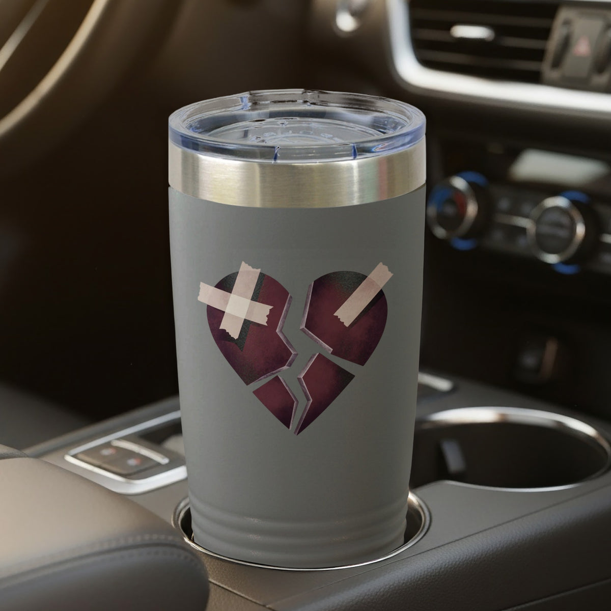 Heartbroken Taped Heart Design Travel Mug